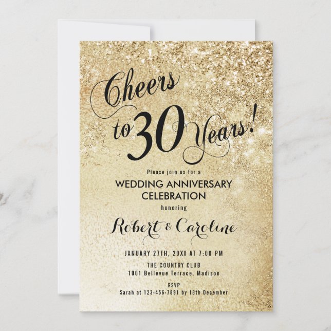 Invitación Aniversario de Bodas de Oro 30 años (Anverso)