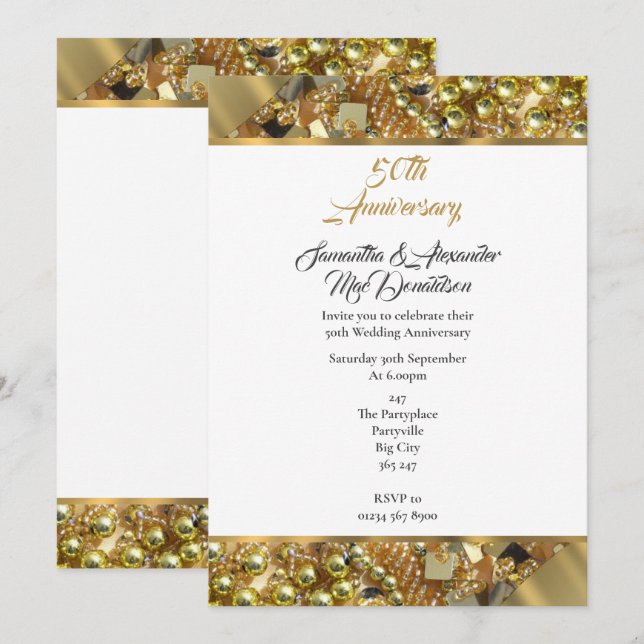 Invitación Aniversario de bodas de oro 50º (Anverso / Reverso)