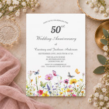 Aniversario de bodas de oro 50º con flores silvest