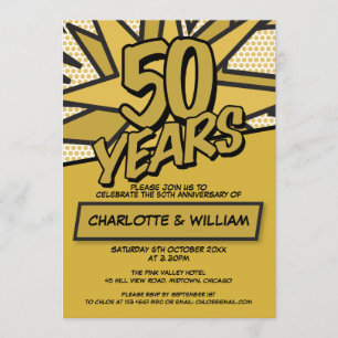 Invitación Aniversario de bodas de oro 50º divertido moderno