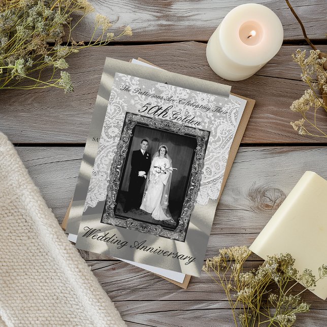 Invitación Aniversario de Bodas de Oro 50º Foto Moderno (Subido por el creador)