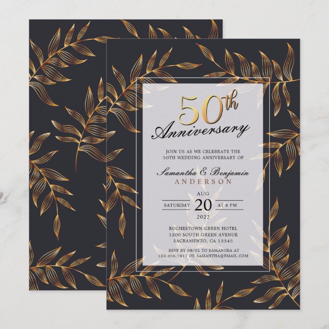 Invitación Aniversario de Bodas de Oro 50 (Anverso / Reverso)