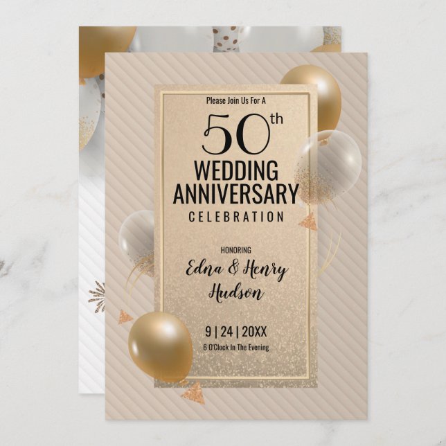 Invitación Aniversario de Bodas de Oro 50 (Anverso / Reverso)