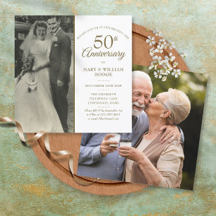 Invitación Aniversario de Bodas de Oro 50 2 Foto Cuadrado