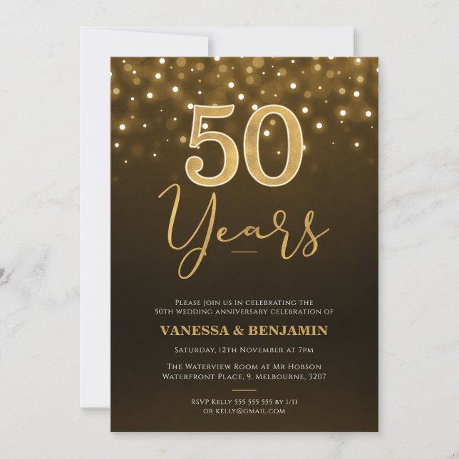 Invitación Aniversario de Bodas de Oro 50 años (Anverso)