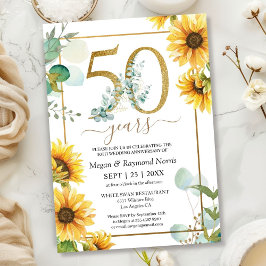 Invitación Aniversario de Bodas de Oro 50 Floral Girasoles 