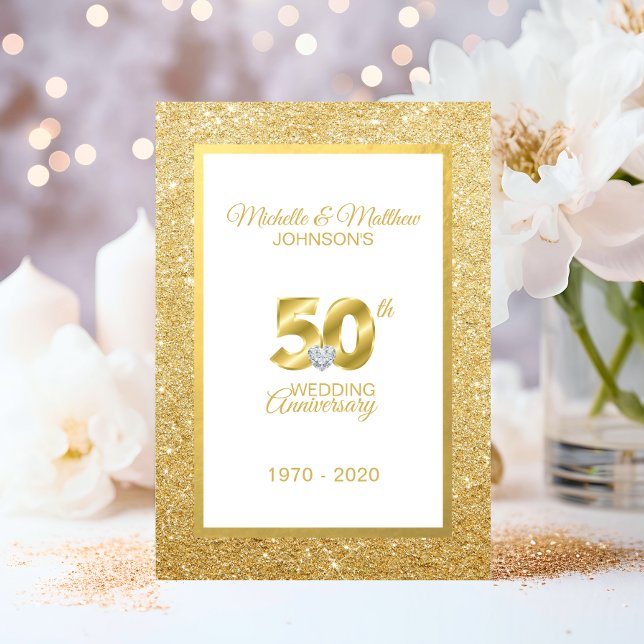 Invitación Aniversario de bodas de oro 50 personalizado (Personalized 50th Golden Wedding Anniversary Invitation)