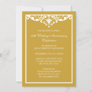 Invitación Aniversario de Bodas de Oro 50 Vintage Flourish