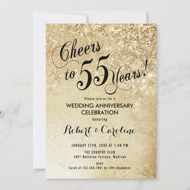Invitación Aniversario de Bodas de Oro 55 años (Anverso)