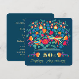 Invitación Aniversario de Bodas de Oro Arte Folclórico