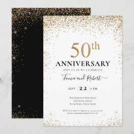 Invitación Aniversario de bodas de oro blanco 50 