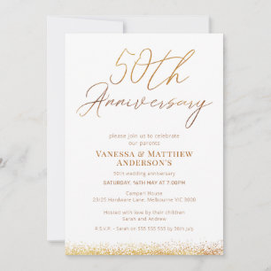 Invitación Aniversario de Bodas de Oro Caligrafía en Oro 50