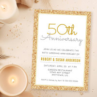 Aniversario de Bodas de Oro con Brillo Dorado Fals