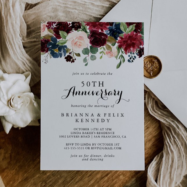 Invitación Aniversario de Bodas de Oro con Caligrafía Rústica (Subido por el creador)
