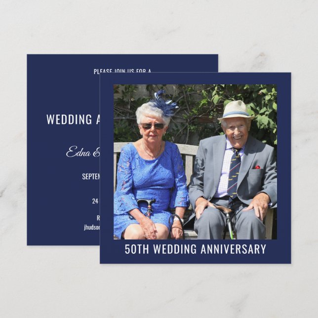 Invitación Aniversario de bodas de oro con foto (Anverso / Reverso)