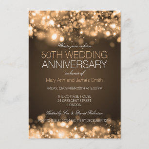 Invitación Aniversario de Bodas de Oro con Luces Brillantes