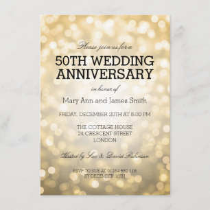Invitación Aniversario de Bodas de Oro con Luces Brillantes
