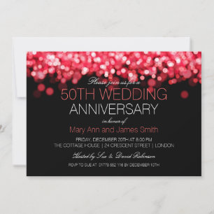 Invitación Aniversario de Bodas de Oro con Luces Rojas