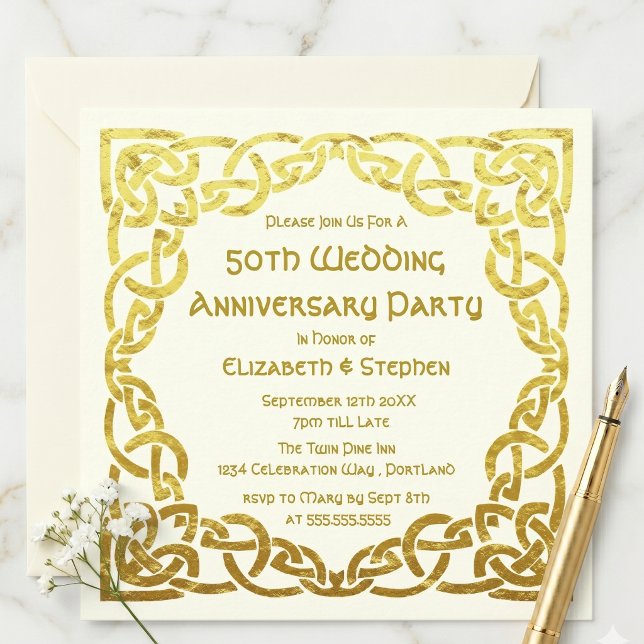 Invitación Aniversario de Bodas de Oro con Nudo Celta de Fals (Subido por el creador)