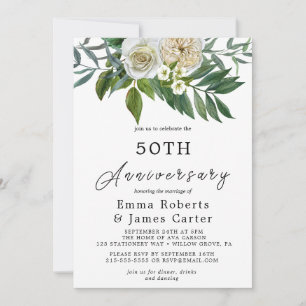 Invitación Aniversario de bodas de oro con vegetación otoñal