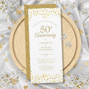 Invitación Aniversario de Bodas de Oro Corazones de Amor Dora