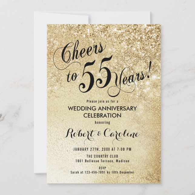 Invitación Aniversario de bodas de oro de 55 años (Anverso)