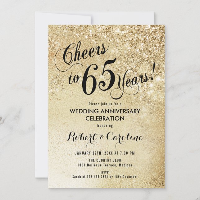 Invitación Aniversario de bodas de oro de 65 años (Anverso)