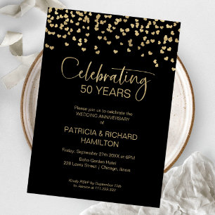 Invitación Aniversario de Bodas de Oro de Black Gold