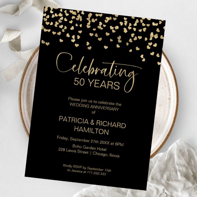 Invitación Aniversario de Bodas de Oro de Black Gold (Subido por el creador)