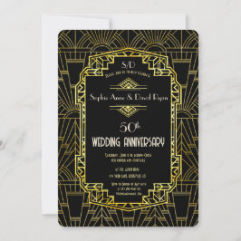 Invitación Aniversario de bodas de oro del Gran Gatsby de oro