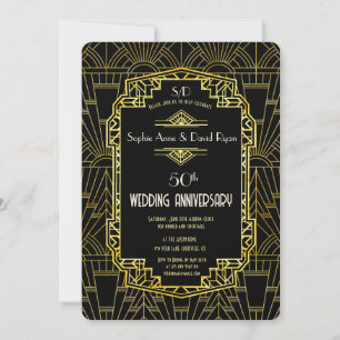 Invitación Aniversario de Bodas de Oro del Gran Gatsby de Oro