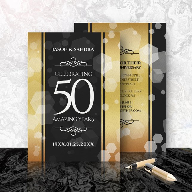 Invitación Aniversario de bodas de oro elegante número 50 (Subido por el creador)