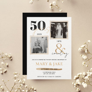 Invitación Aniversario de Bodas de Oro Entonces y Ahora 50 añ