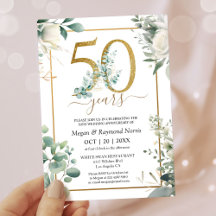 Aniversario de Bodas de Oro Eucalipto Floral 50º