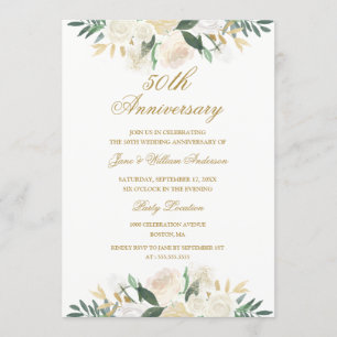 Invitación Aniversario de Bodas de Oro Floral Botánico 50