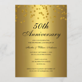 Invitación Aniversario de Bodas de Oro Negro Confeti 50
