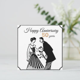 Invitación Aniversario de Bodas de Oro Negro y Blanco Elegant