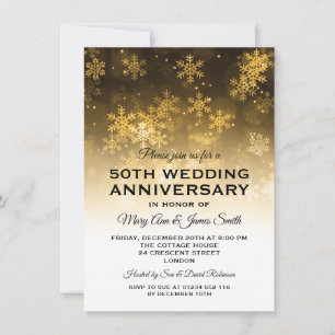 Invitación Aniversario de bodas de oro número 50 con brillo f