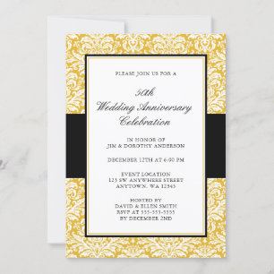 Invitación Aniversario de Bodas de Oro número 50 con Damasco 