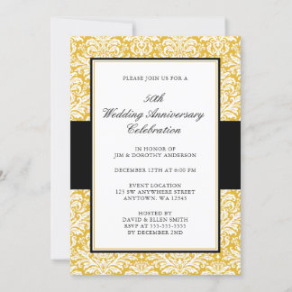 Invitación Aniversario de Bodas de Oro número 50 con Damasco 