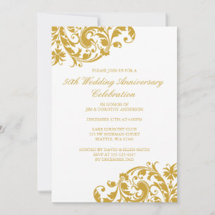 Invitación Aniversario de Bodas de Oro Número 50 con Floritur