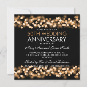 Invitación Aniversario de bodas de oro número 50 con Glamour 