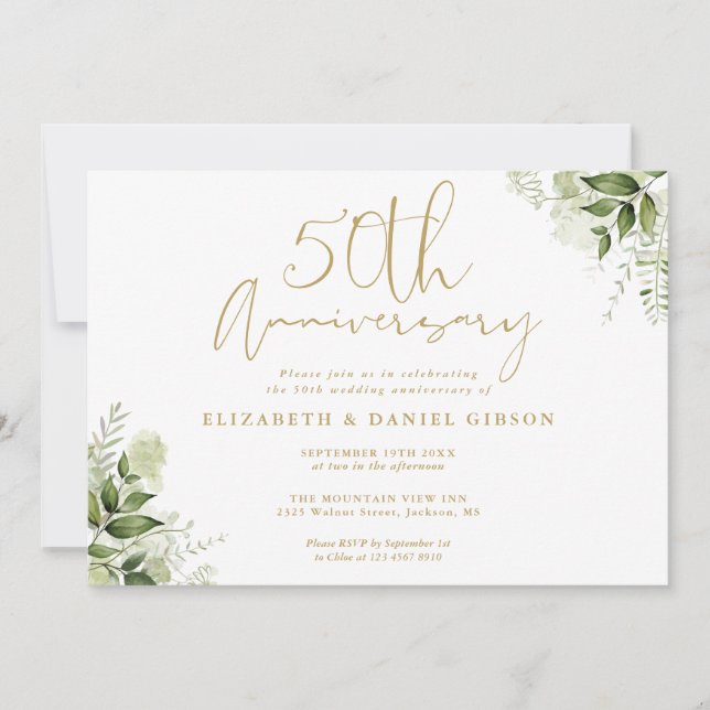 Invitación Aniversario de Bodas de Oro número 50 con Guión Do (Anverso)