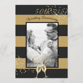 Invitación Aniversario de Bodas de Oro número 50 Foto Negro D