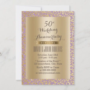 Invitación Aniversario de Bodas de Oro número 50 Leopardo Vio