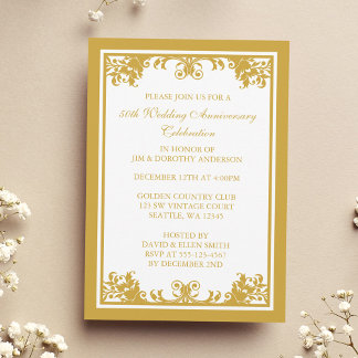 Invitación Aniversario de Bodas de Oro número 50 Pergamino Fl