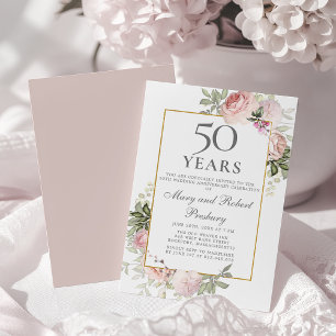 Invitación Aniversario de Bodas de Oro Rosa Floral