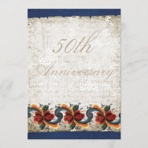 Invitación Aniversario de Bodas de Oro Rosemaling Personaliza
