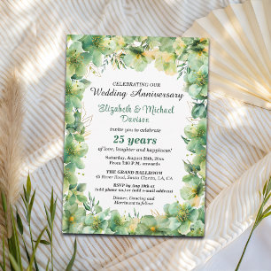 Invitación Aniversario de Bodas de Oro Teal Floral 25
