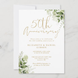 Invitación Aniversario de Bodas de Oro Verde Dorado Foto